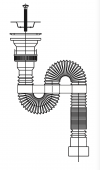 Сифон гофрированный VIKO 1-1/2"х40/50, L=1200мм с хомутом жёсткости