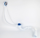 Сифон VIKO прямоточный для ванны 1-1/2"х40 с выпуском нерж. и переливом  и гофротрубой Ø40/50, 