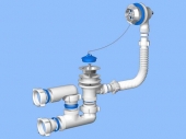 Сифон Ани 1-1/2" д/ванны с выпуском и переливом, регулируемый
