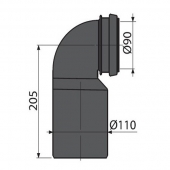 Колено стока для инсталляии (Alca PLAST) DN90/110