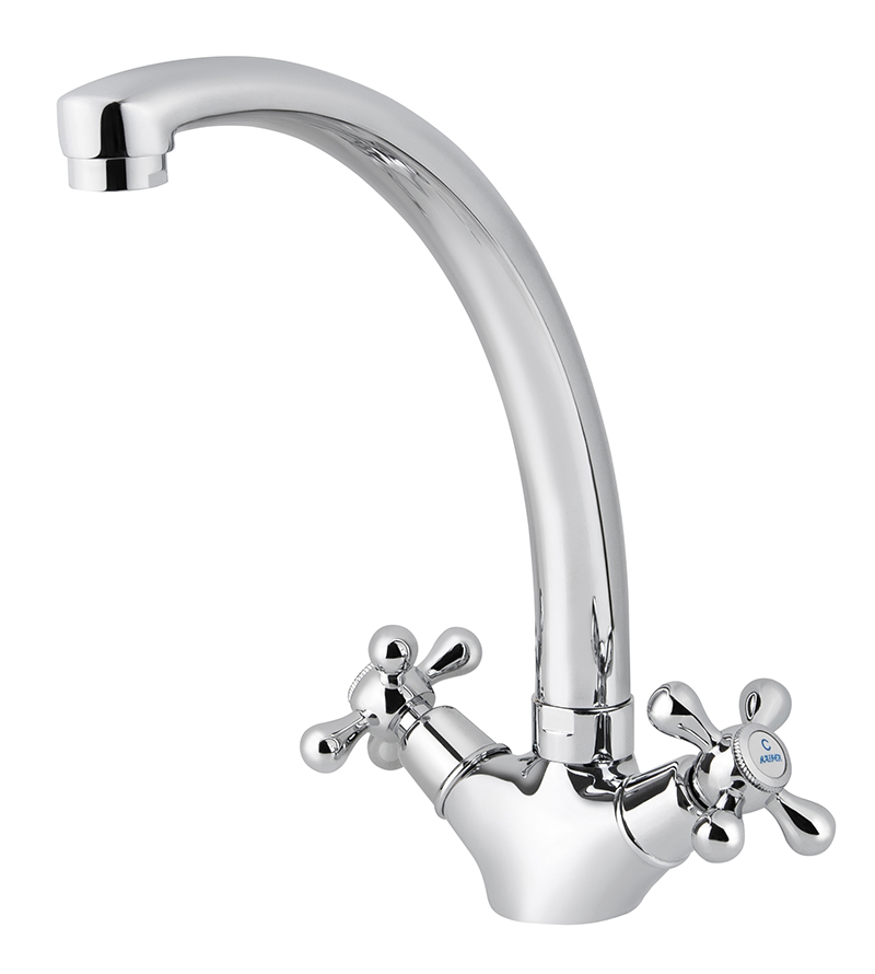 Смеситель KAISER Carlson Eco кухня крест керамика (литой излив)