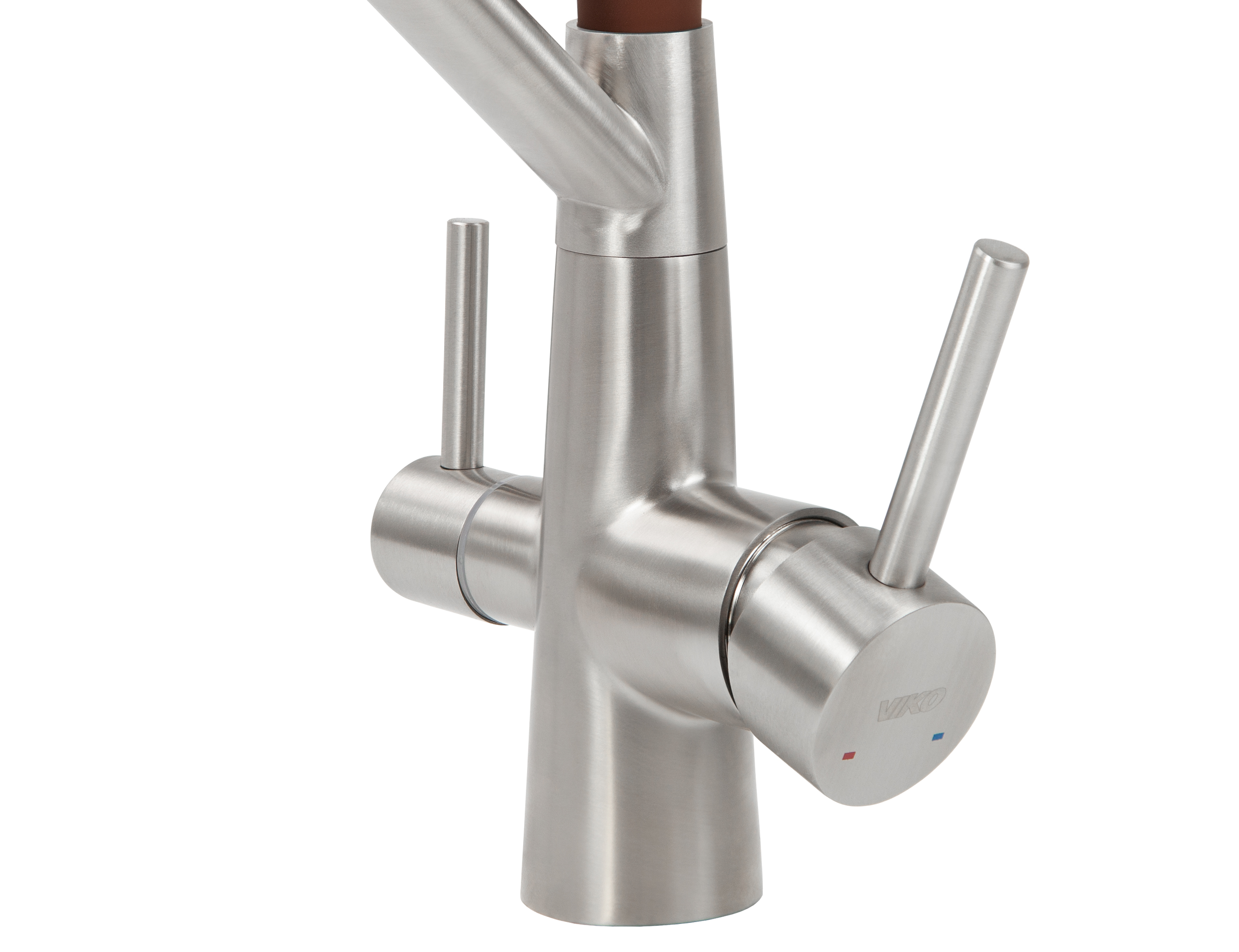 Смеситель VIKO  V-5850 для кухни, серебро, излив поворотный, нержавеющая сталь