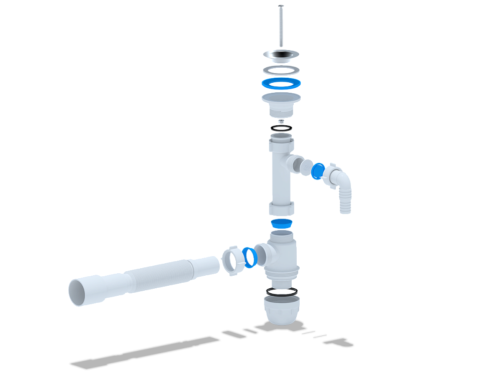 Сифон с носиком Ани 1-1/4" х 32 "Юнг" с гофрой 32*40/50 