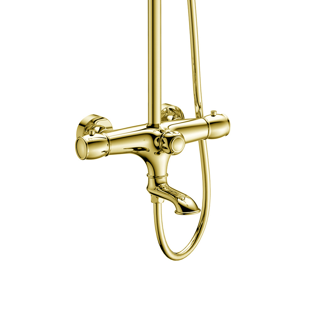 Душевая система с термостатом KAISER Aria 03182-3, золото, латунь