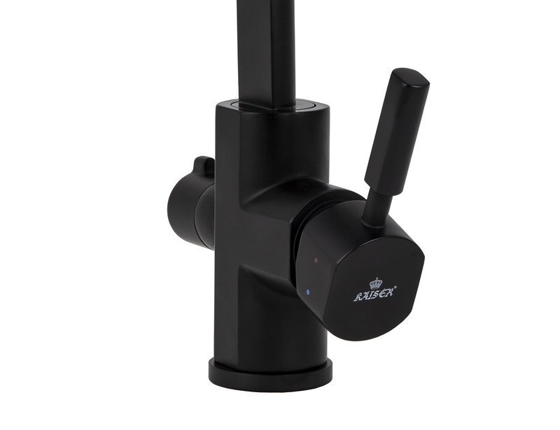 Смеситель KAISER Decor 40144-9 для кухни с подачей фильтрованной воды, чёрный матовый, излив поворот