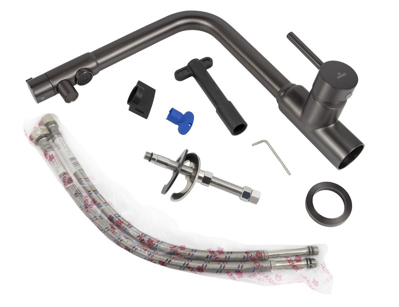 Смеситель KAISER Teka 13044-15 для кухни с подачей фильтрованной воды, воронёная сталь, излив поворо