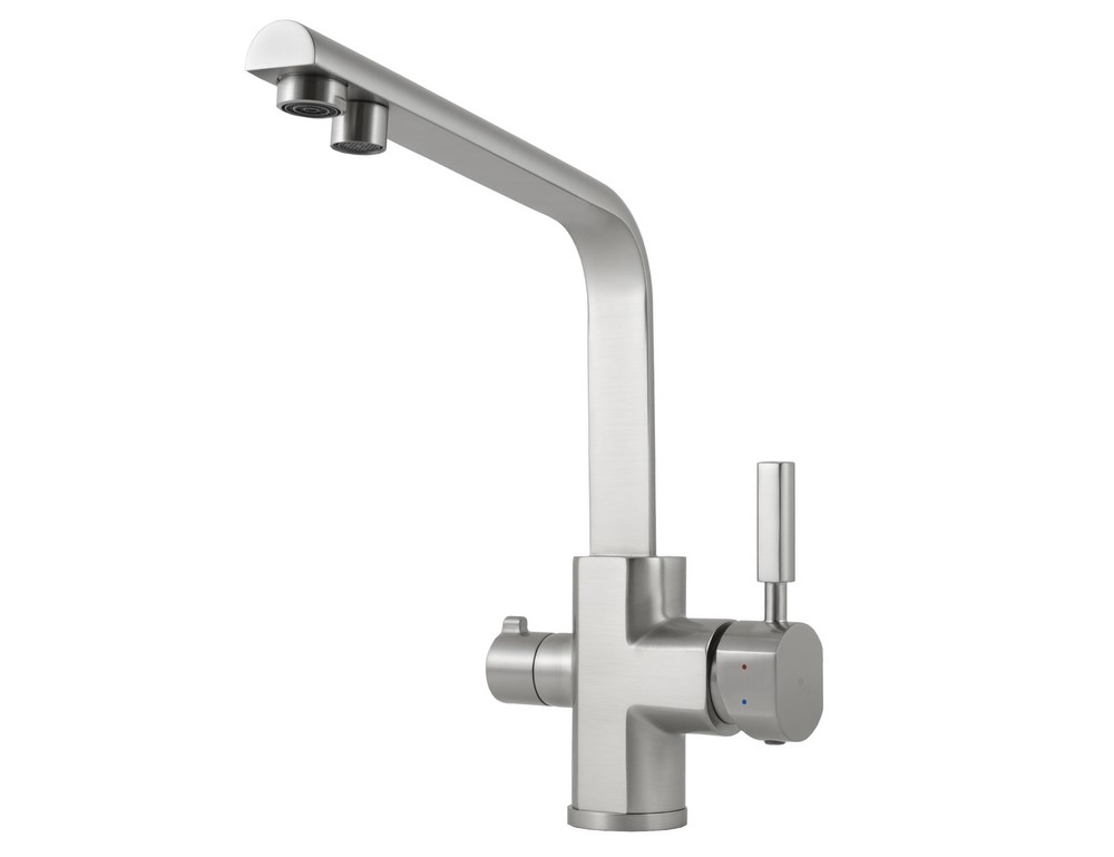 Смеситель KAISER Decor 40144-5 для кухни с подачей фильтрованной воды, серебро, излив поворотный, ла