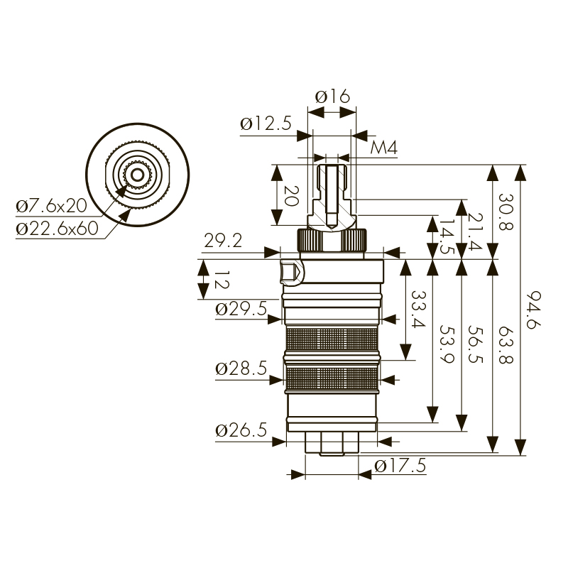 Картридж термостатический KAISER для смес. 01382/02022/02182-2/03182/05182/05177/05282/05322/05377-3/05382/06177-2/06182