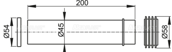 Патрубок для подвесного унитаза  ф45х58х25 мм ALCA-PLAST