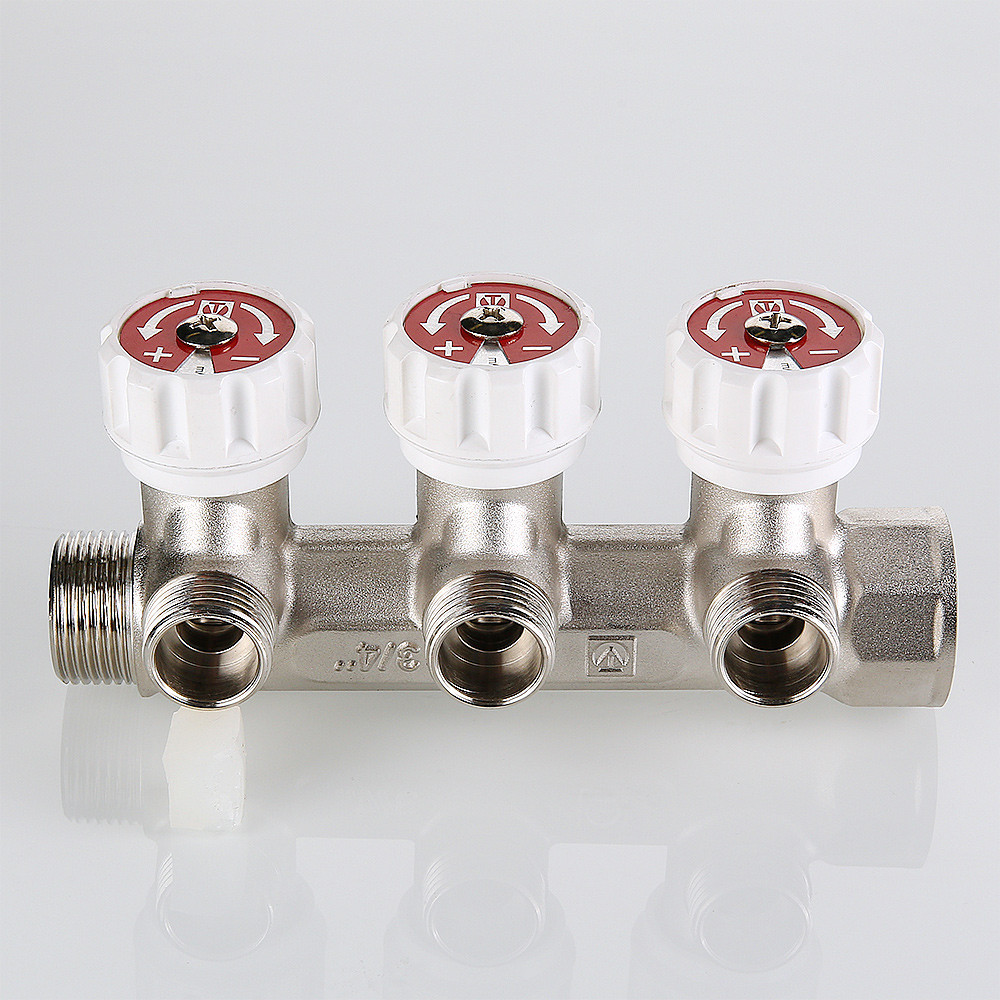 Коллектор с регул. вентилями, VALTEC  3/4"х1/2"нар. - 2 вых.  