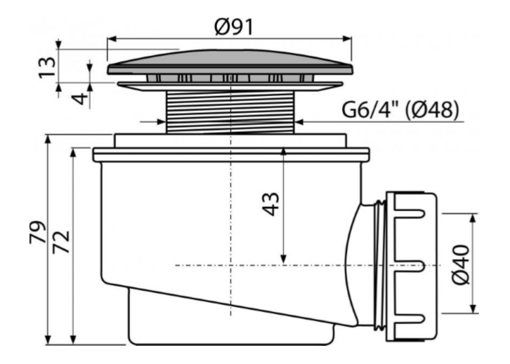Сифон для душевого поддона хромированный (Alca PLAST)