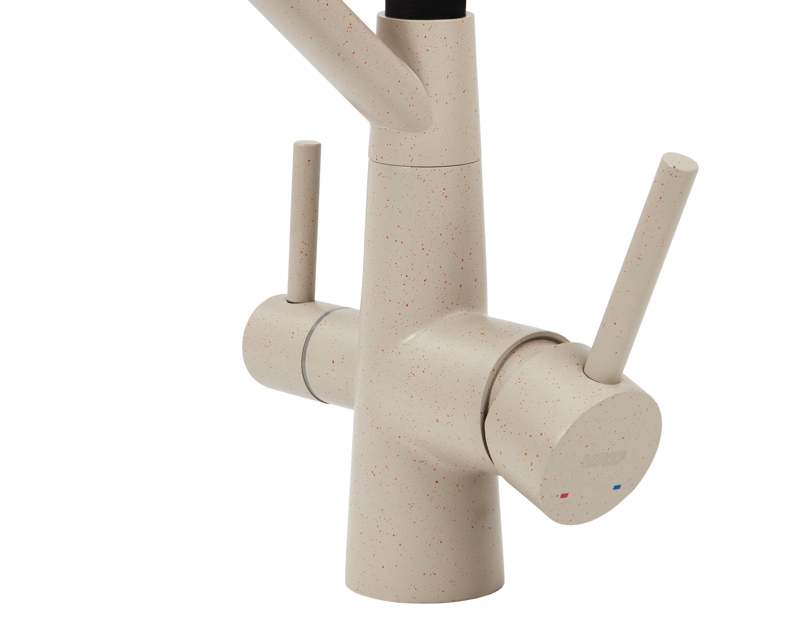 Смеситель VIKO  V-5812 для кухни, бежевый мрамор, излив поворотный, нержавеющая сталь