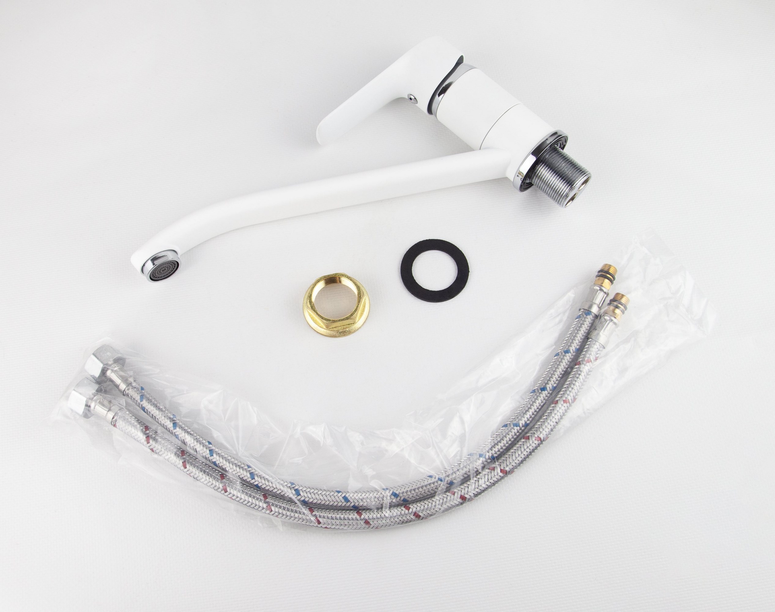 Смеситель VIKO  V-4143 для кухни, белый, хром, излив поворотный, цинковый сплав