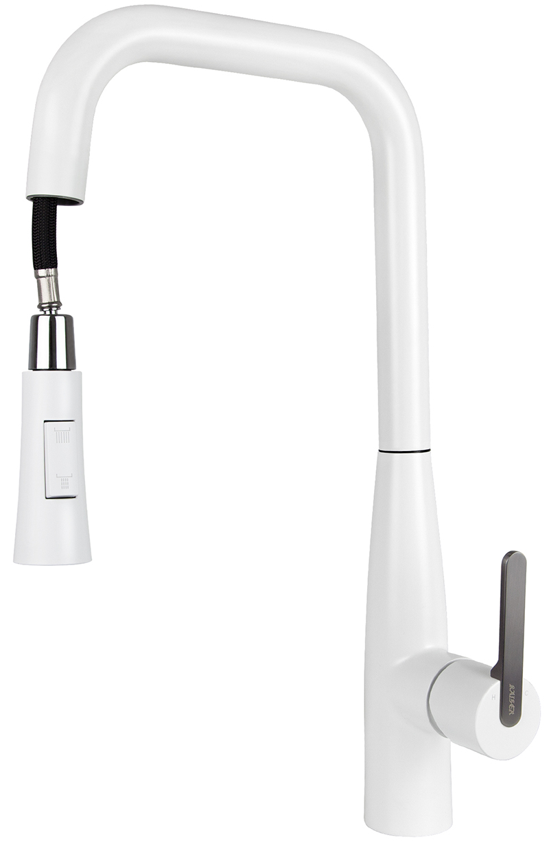 Смеситель KAISER Claro 22144-24 для кухни, белый матовый, излив поворотный, выдвижной, латунь