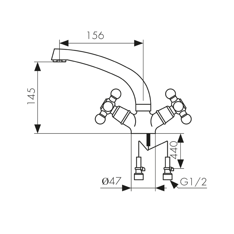 Смеситель KAISER Carlson Lux 11061 для раковины, керамика