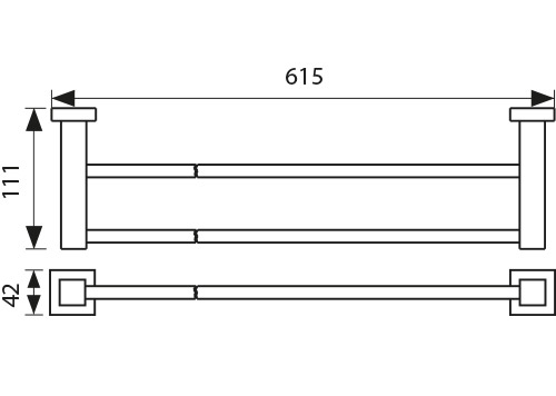 Держатель полотенца(прямой) 2-х уровневая KAISER хром (латунь)