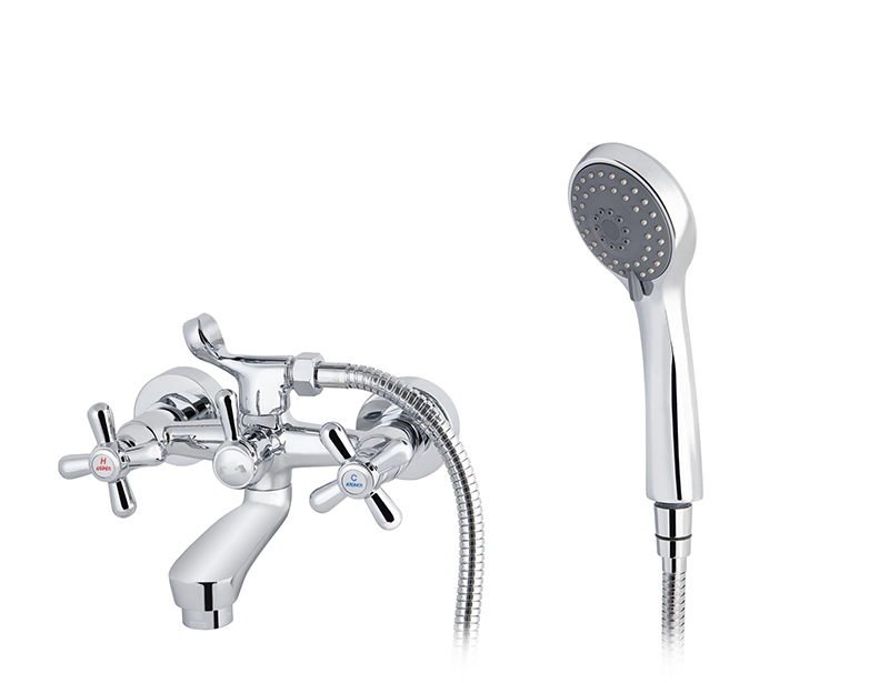 Смеситель KAISER Carlson для ванны к/н крест керамика с душем