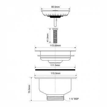 Выпуск для сифона 1 1/2"-113мм McALPINE сьем. решетка  
