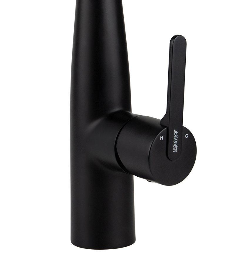 Смеситель KAISER Claro 22144-9 для кухни, чёрный матовый, излив поворотный, выдвижной, латунь