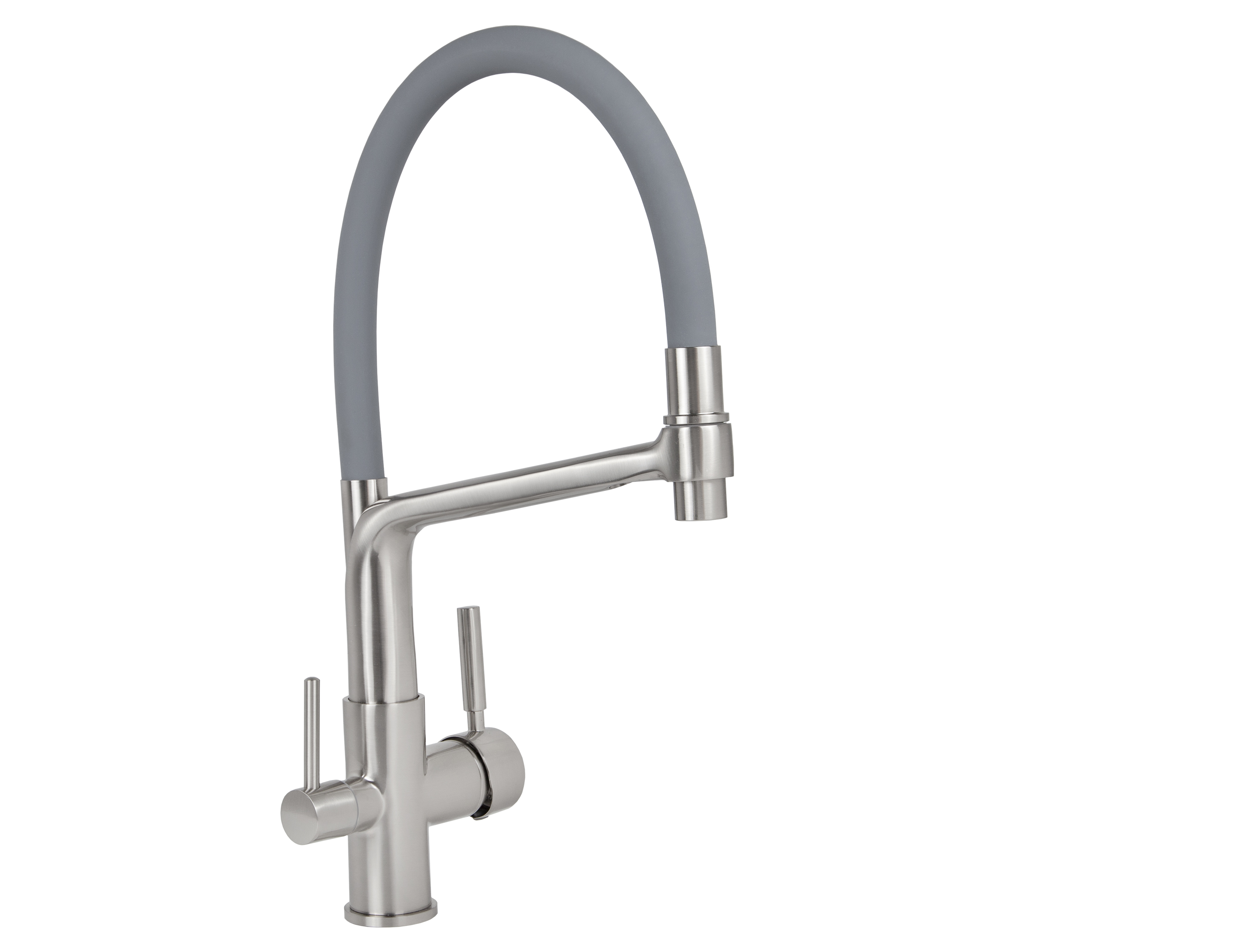 Смеситель VIKO  V-5608 для кухни, серебро, излив поворотный, латунь