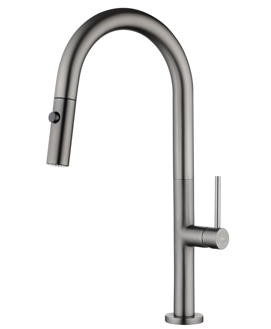 Смеситель KAISER Merkur 26466-15 для кухни, воронёная сталь, излив поворотный, выдвижной, латунь