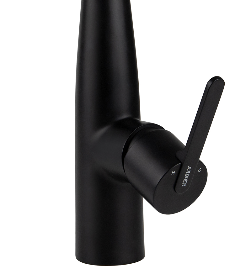 Смеситель KAISER Claro 22144-9 для кухни, чёрный матовый, излив поворотный, выдвижной, латунь