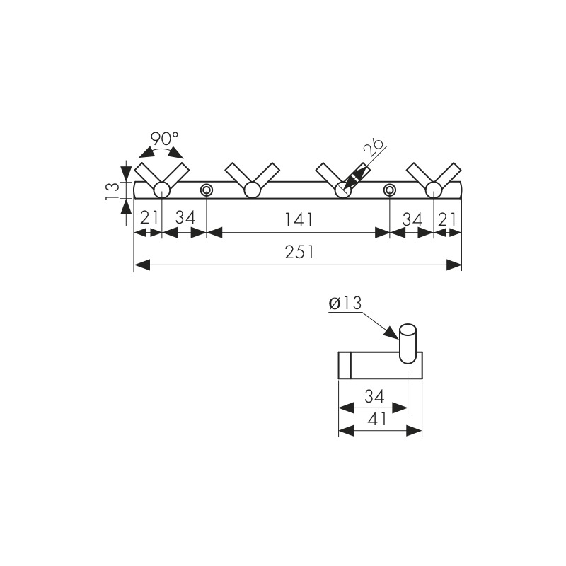 Планка KAISER с 4-мя V-крючками (бронза)