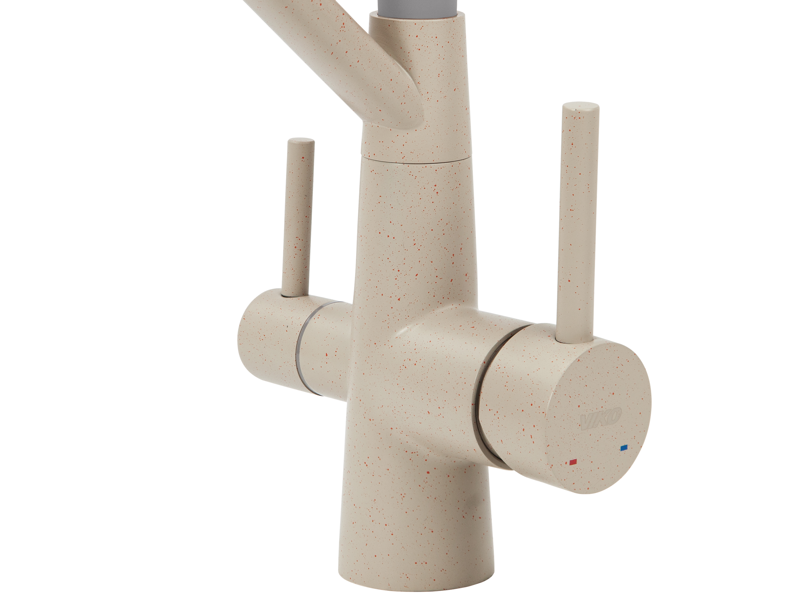 Смеситель VIKO  V-5816 для кухни, бежевый мрамор, излив поворотный, нержавеющая сталь