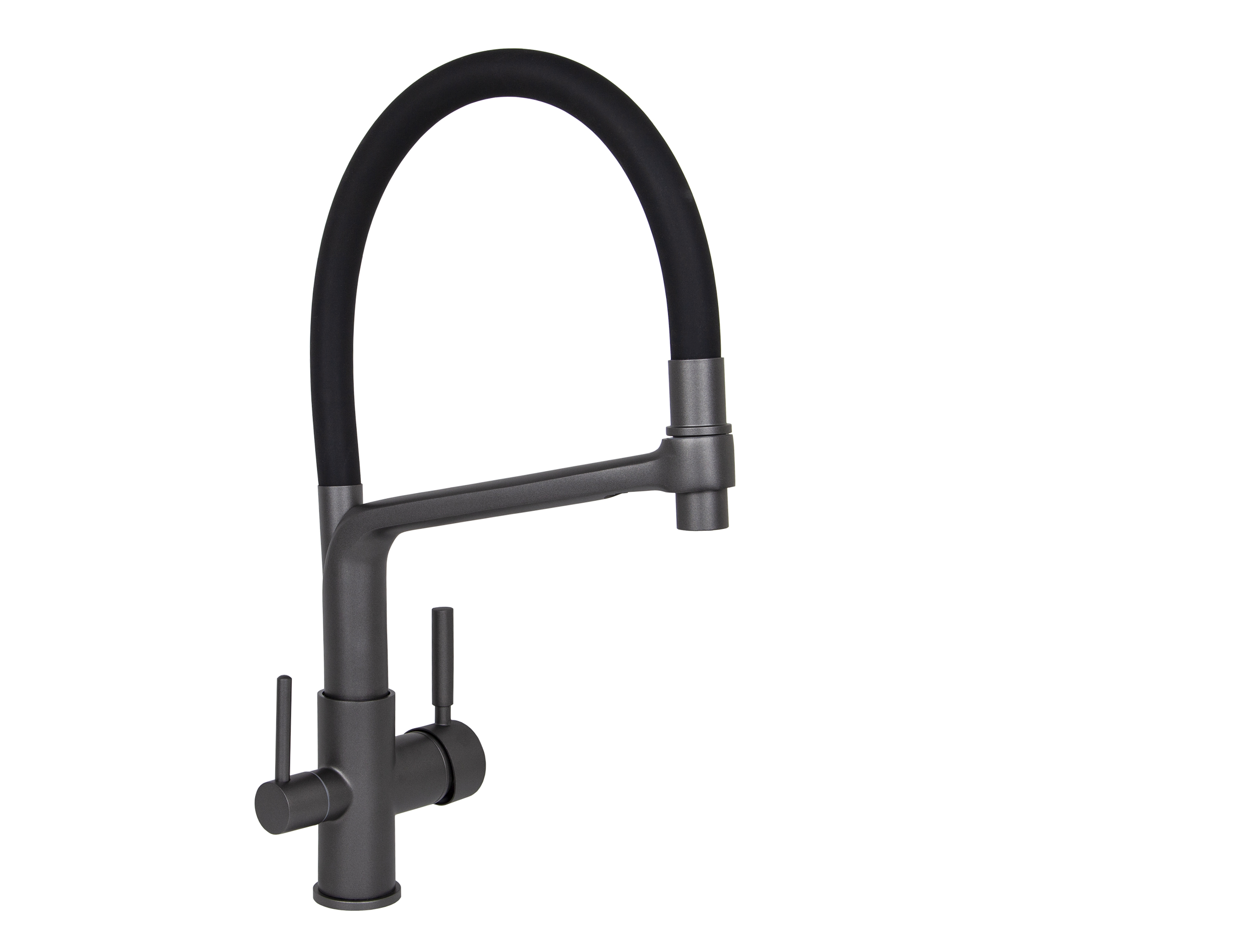 Смеситель VIKO  V-5607 для кухни, воронёная сталь, излив поворотный, латунь