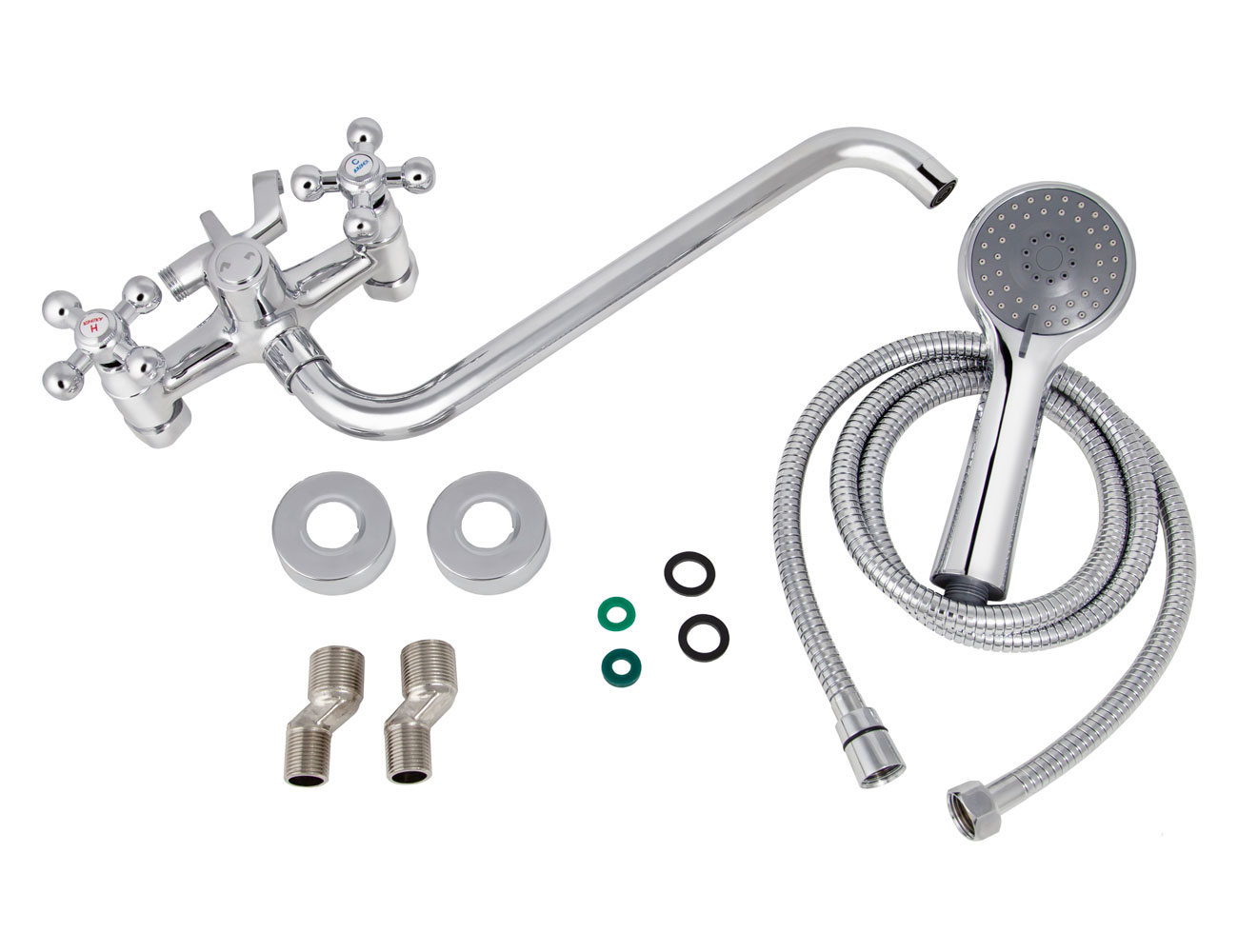 Смеситель KAISER Carlson Lux 11155 для ванны и душа, латунь, хром, поворотный