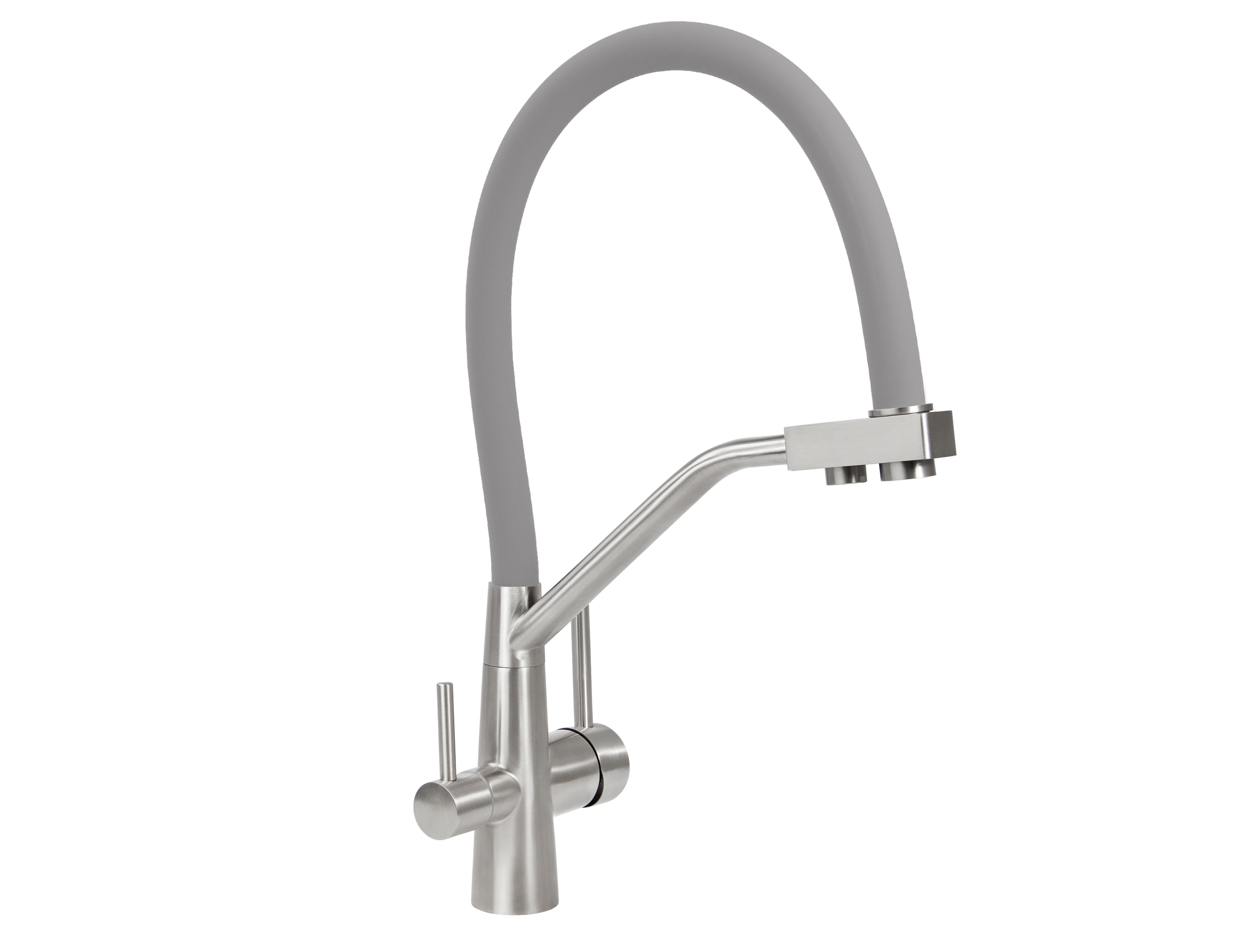 Смеситель VIKO  V-5856 для кухни, серебро, излив поворотный, нержавеющая сталь