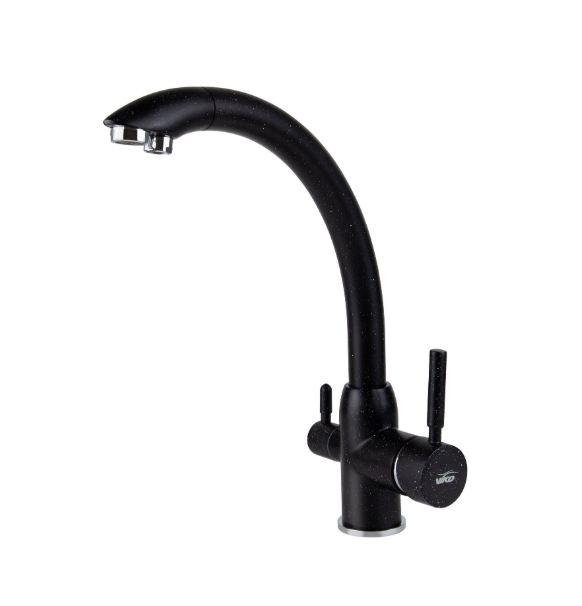 Смеситель VIKO кухня боковой  под фильтр (латунь) Ø35, черный мрамор