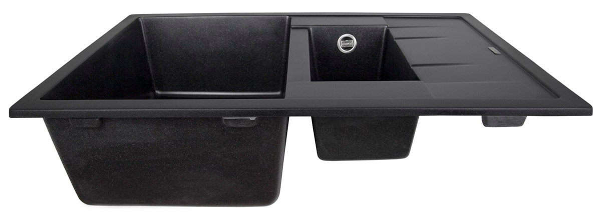 Мойка-Гранит "KAISER" (двойная) 780x500x190 черный-мрамор