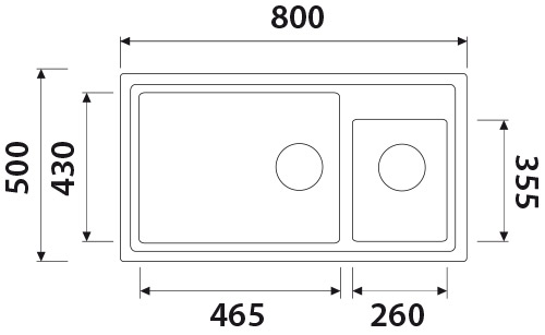 Мойка-Гранит "KAISER" (двойная) 800x500x190 черный-мрамор (АКЦИЯ)