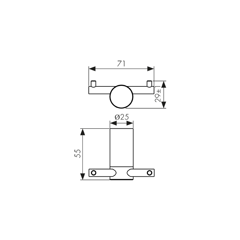 Крючок двойной KAISER Vita /Нержавейка/Чёрный матовый