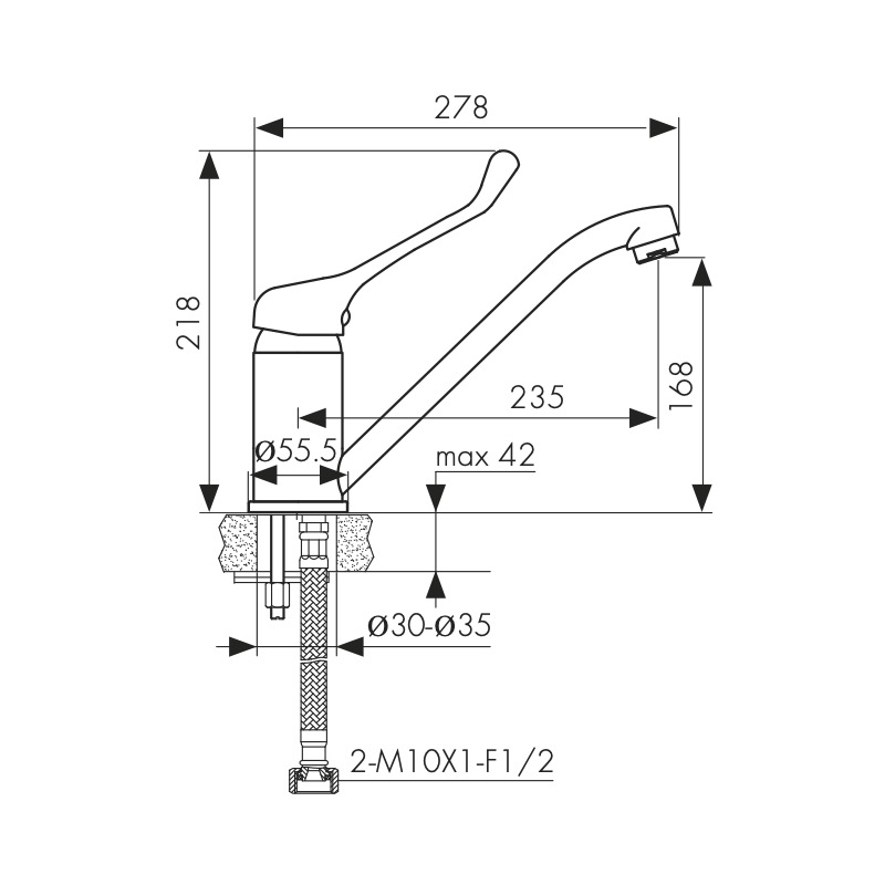 Смеситель KAISER City 21033 для кухни, хром, излив поворотный, латунь