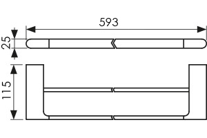 Держатель полотенца(прямой) двойная L-600mm KAISER черный (нерж)
