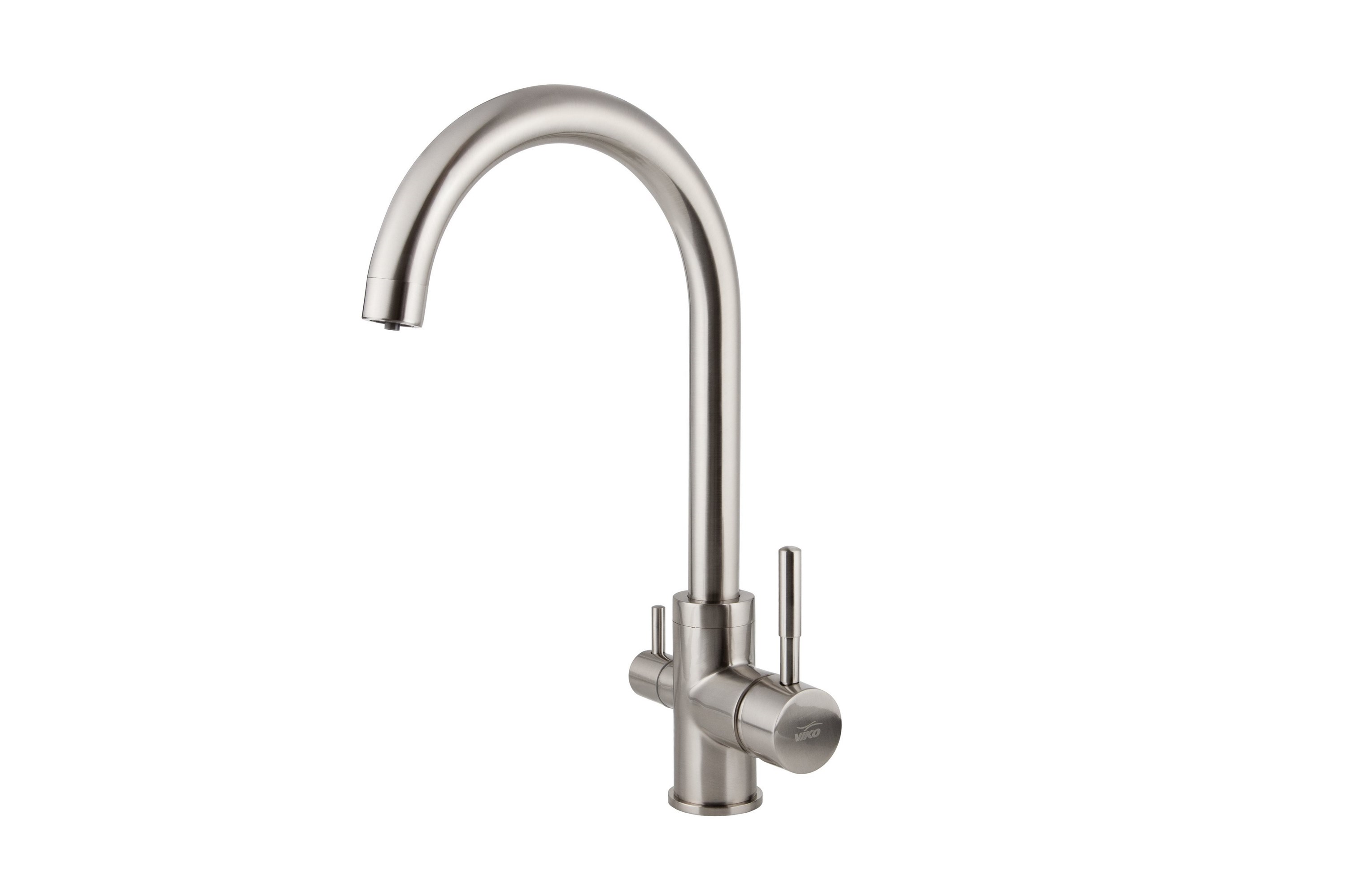 Смеситель VIKO  V-5154 для кухни, серебро, излив поворотный, латунь