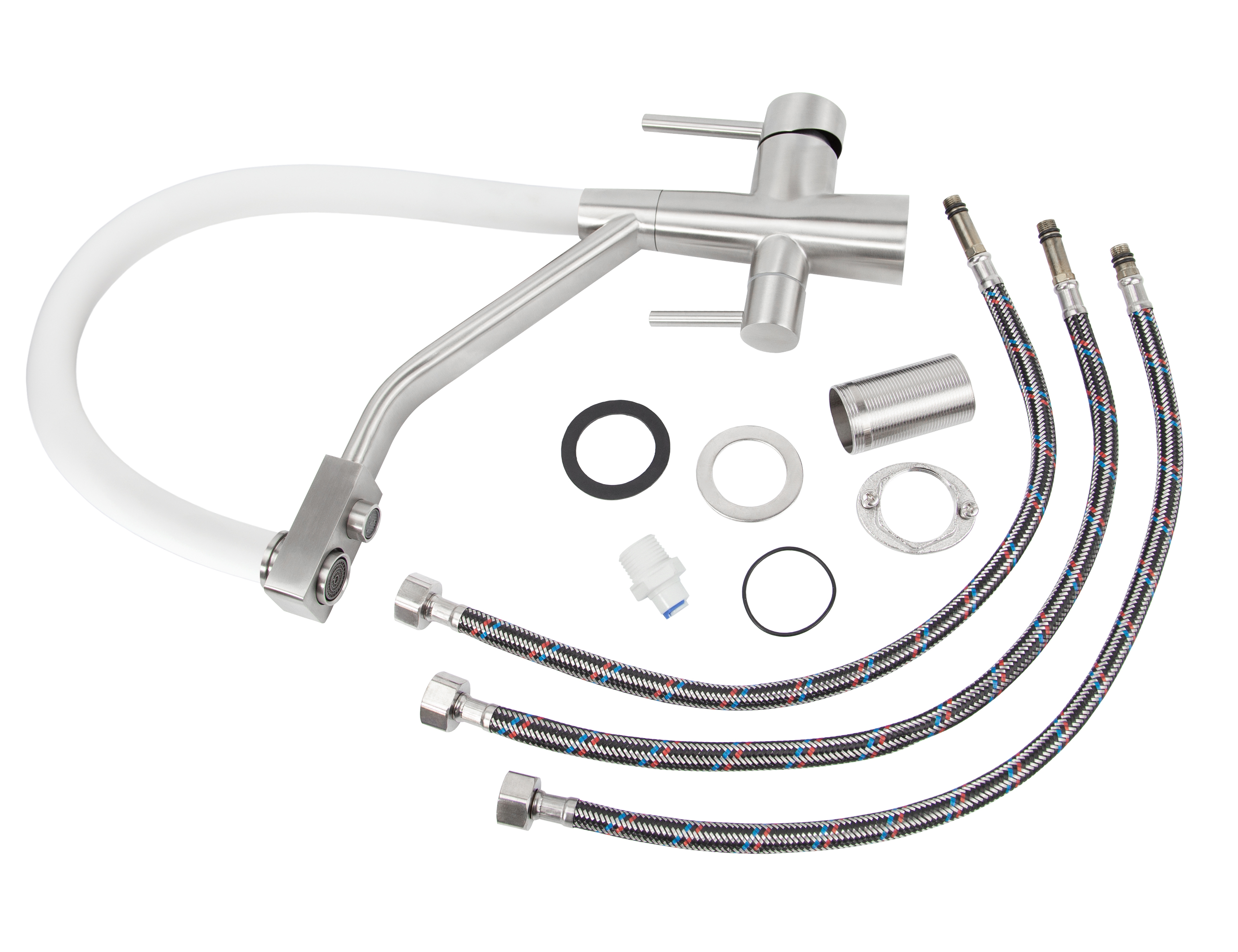 Смеситель VIKO  V-5854 для кухни, серебро, излив поворотный, нержавеющая сталь