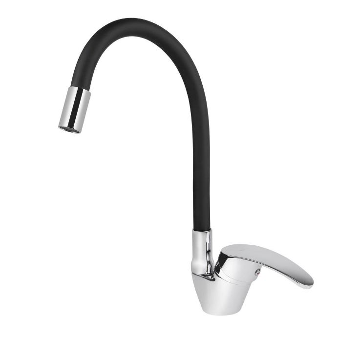 Смеситель VIKO кухня боковой с черным гибким изливом Ø40 с гайкой