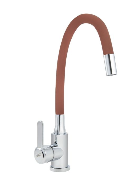 Смеситель VIKO кухня боковой с коричневым гибким изливом Ø40, нерж. сталь, с гайкой, корпус: хром