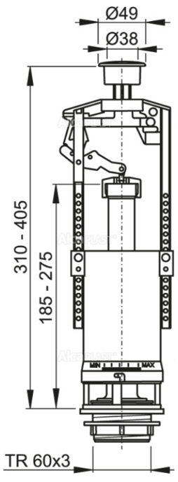 Сливной механизм с кнопкой (Alca PLAST) A2000