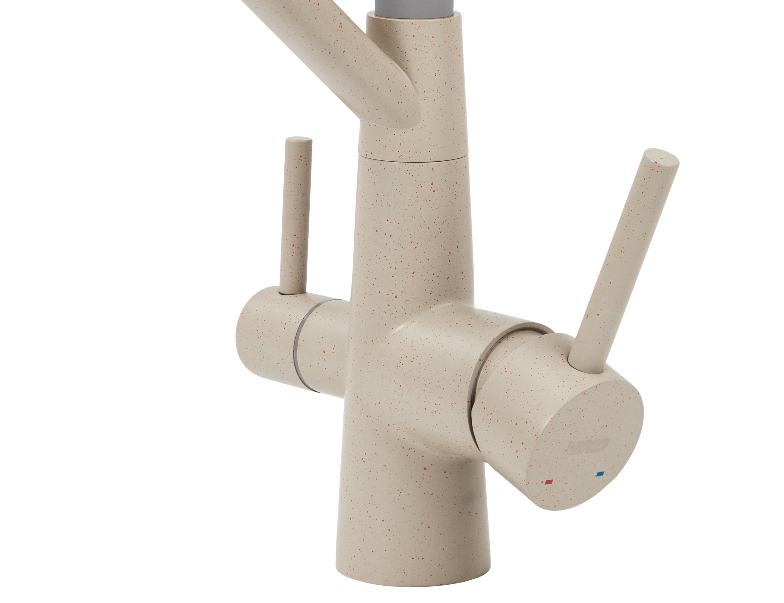 Смеситель VIKO  V-5816 для кухни, бежевый мрамор, излив поворотный, нержавеющая сталь