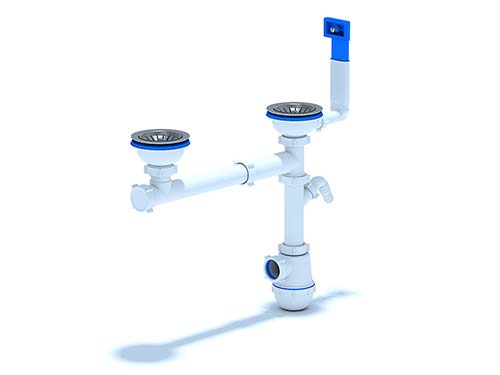 Сифон Ани Грот 3-1/2" х 40 двойной, смещенный, с носиком и переливом