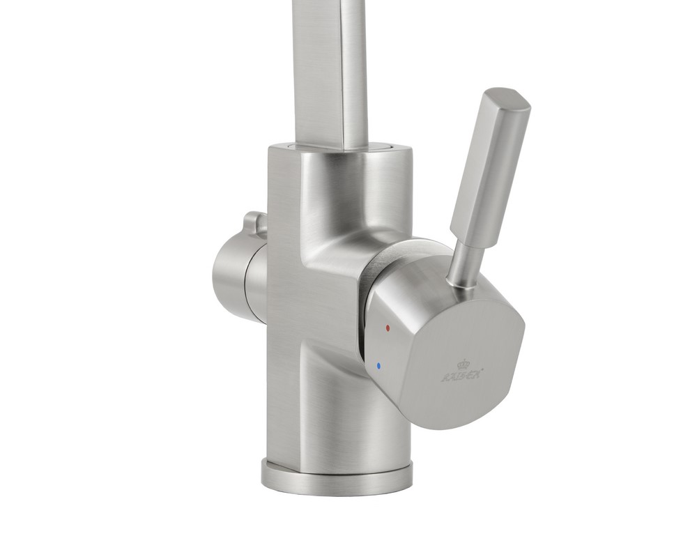 Смеситель KAISER Decor 40144-5 для кухни с подачей фильтрованной воды, серебро, излив поворотный, ла