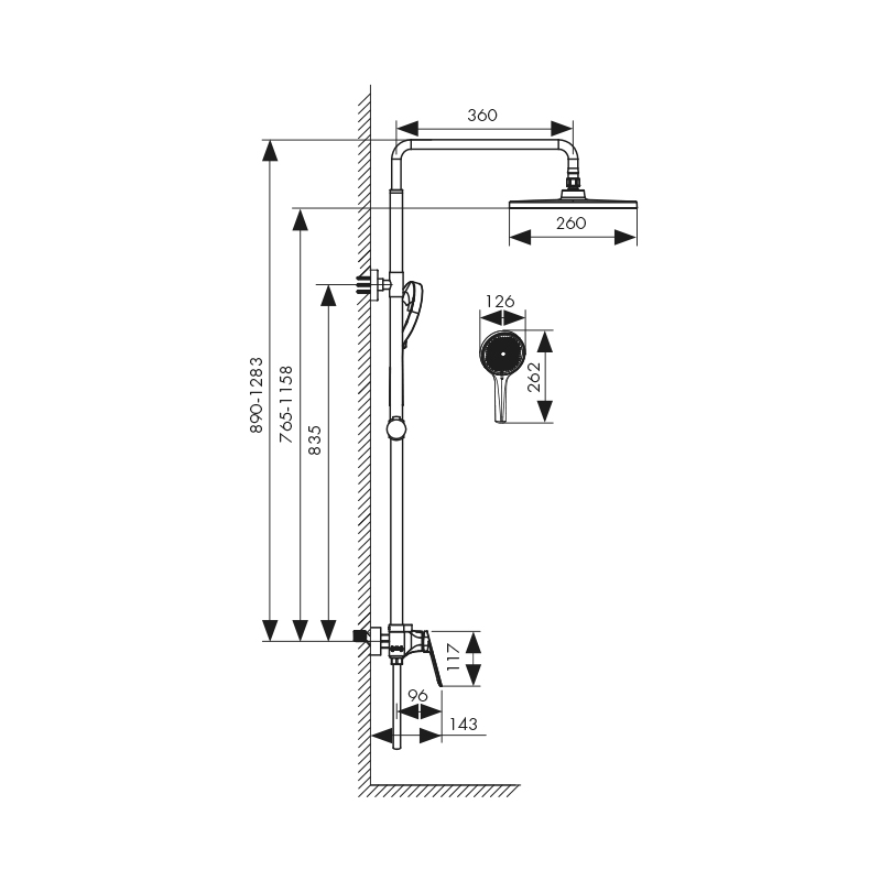 Душевая система однорычажная KAISER Clever 76177, хром, латунь