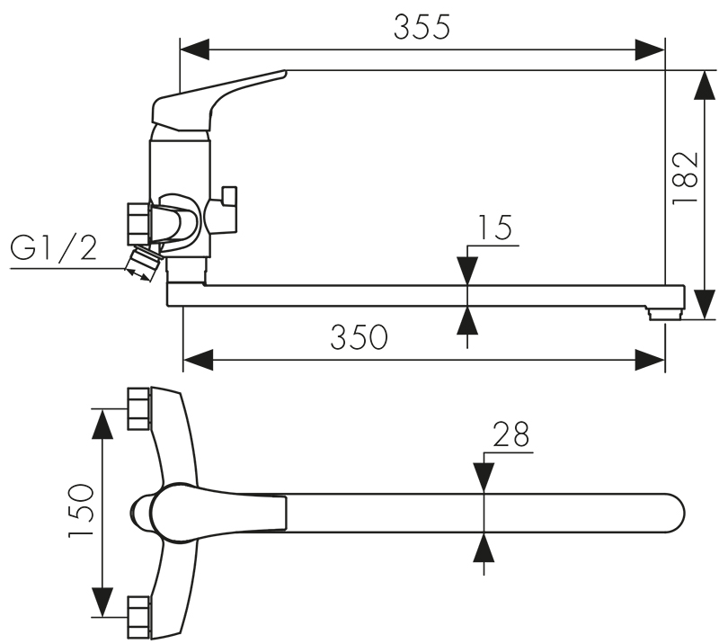 Смеситель KAISER Eco 00055 для ванны и душа, латунь, хром, поворотный