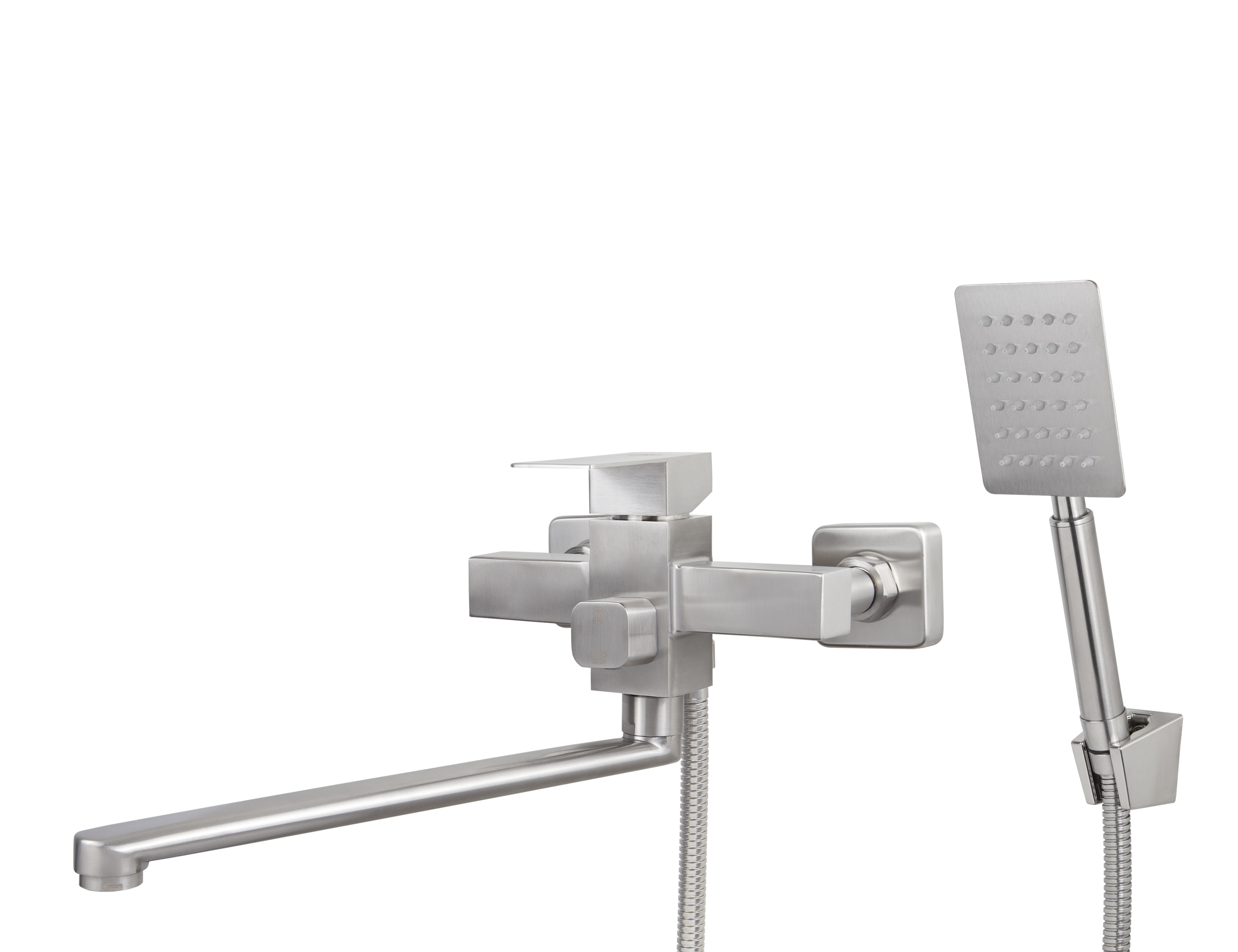 Смеситель VIKO  V-7735 для ванны и душа, нержавеющая сталь, серебро, поворотный