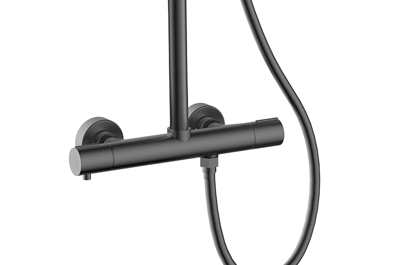Душевая система с термостатом KAISER Serio 05577-15, воронёная сталь, латунь