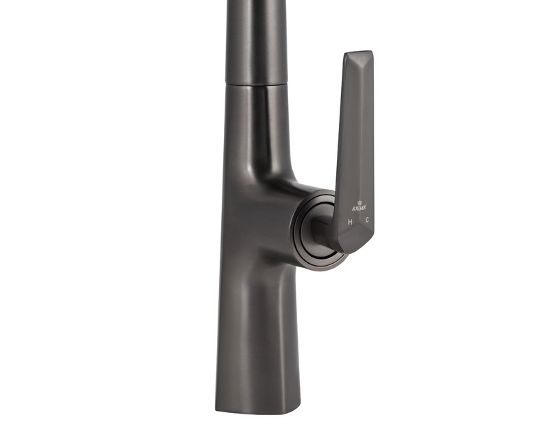 Смеситель KAISER Strike 09066-15 для кухни, воронёная сталь, излив поворотный, выдвижной, латунь